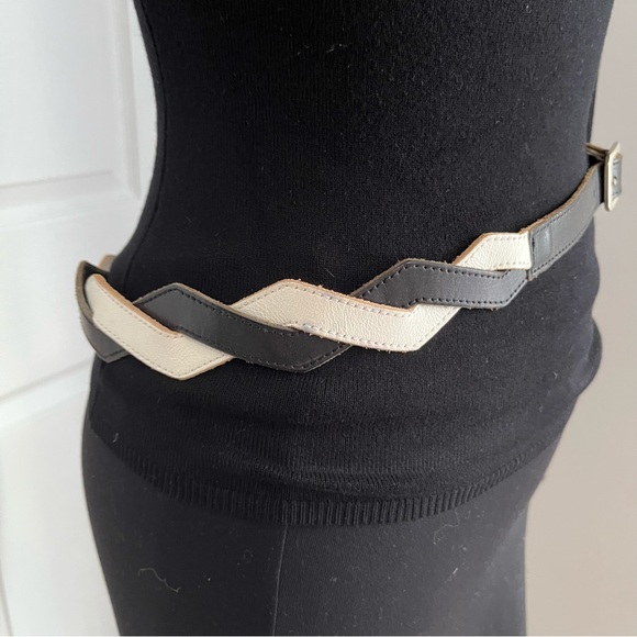DIESEL BLACK AND WHITE BRAIDED LEATHER BELT - Picture 4 of 14